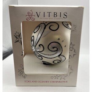 Vitbis Handmade Glass Ornament 10 CM Made in Poland White Black